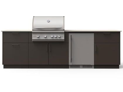 Blaze Morning Glow 10-Ft Outdoor Kitchen Island with 32-Inch Premium LTE+ Gas Grill & Refrigerator