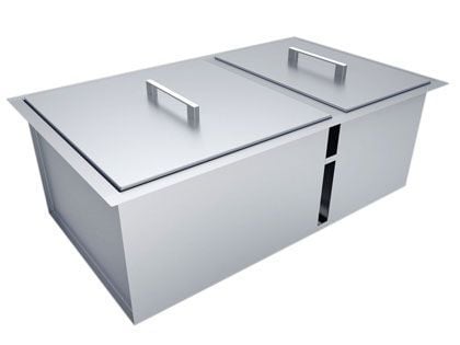 Sunstone 34 x 12-Inch Stainless Steel Double Basin Sink with Two Covers