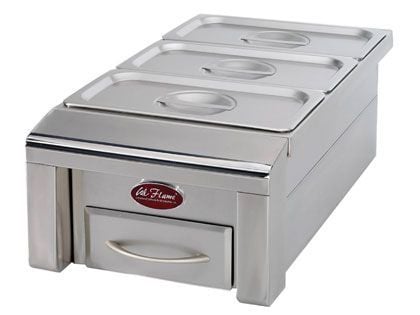 Cal Flame 12-Inch Drop-In Food Warmer with 3 Holding Pans