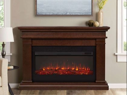 Beau 59-Inch Electric Fireplace Mantel in Dark Walnut