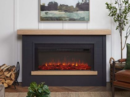 Bernice 67-in Electric Fireplace Mantel in Charcoal