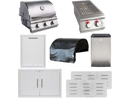 Blaze 8-Piece Prelude LBM 25-Inch 3-Burner Gas Grill Outdoor Kitchen Package