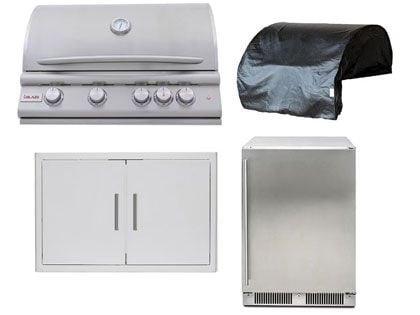 Blaze 4-Piece Premium LTE+ 32-Inch 4-Burner Gas Grill With Rear Infrared Burner Outdoor Kitchen Package