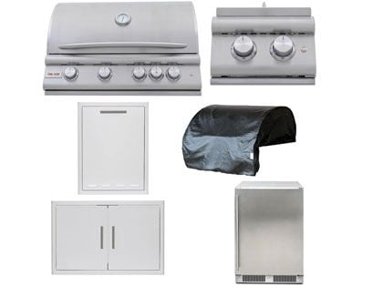 Blaze 6-Piece Premium LTE+ 32-Inch 4-Burner Gas Grill With Rear Infrared Burner Outdoor Kitchen Package