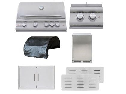 Blaze 7-Piece Premium LTE+ 32-Inch 4-Burner Gas Grill With Rear Infrared Burner Outdoor Kitchen Package