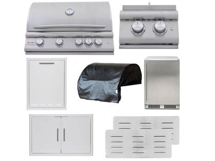 Blaze 8-Piece Premium LTE+ 32-Inch 4-Burner Gas Grill With Rear Infrared Burner Outdoor Kitchen Package