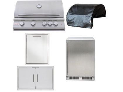 Blaze 5-Piece Premium LTE+ 32-Inch 4-Burner Gas Grill With Rear Infrared Burner Outdoor Kitchen Package