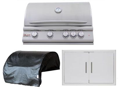 Blaze 3-Piece Premium LTE+ Marine Grade 32-Inch 4-Burner Gas Grill With Rear Infrared Burner Outdoor Kitchen Package
