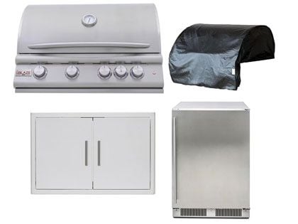 Blaze 4-Piece Premium LTE+ Marine Grade 32-Inch 4-Burner Gas Grill With Rear Infrared Burner Outdoor Kitchen Package