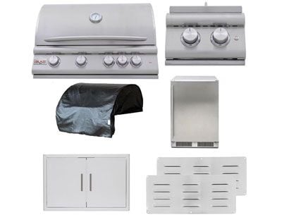 Blaze 7-Piece Premium LTE+ Marine Grade 32-Inch 4-Burner Gas Grill With Rear Infrared Burner Outdoor Kitchen Package