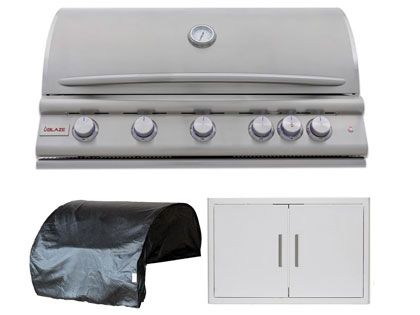 Blaze 3-Piece Premium LTE+ 40-Inch 5-Burner Gas Grill With Rear Infrared Burner Outdoor Kitchen Package