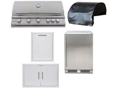 Blaze 5-Piece Premium LTE+ 40-Inch 5-Burner Gas Grill With Rear Infrared Burner Outdoor Kitchen Package