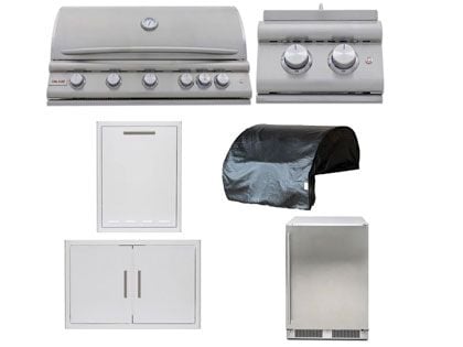 Blaze 6-Piece Premium LTE+ 40-Inch 5-Burner Gas Grill With Rear Infrared Burner Outdoor Kitchen Package