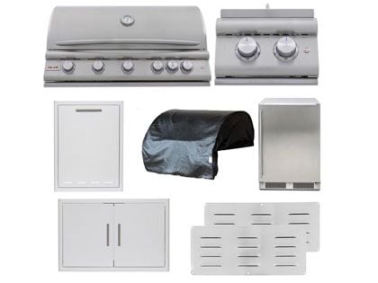 Blaze 8-Piece Premium LTE+ 40-Inch 5-Burner Gas Grill With Rear Infrared Burner Outdoor Kitchen Package