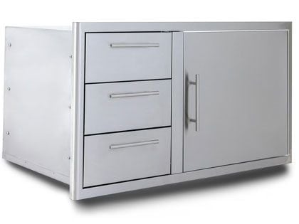 Blaze 39-Inch Stainless Steel Access Door & Triple Drawer Combo with LED Lighting & Soft Close