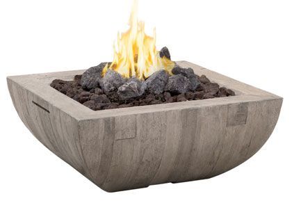 American Fyre Designs 36-Inch Bordeaux Silver Pine Wood Square Fire Bowl with FyreStarter Ignition System