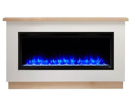 SimpliFire 50-Inch Allusion Platinum Linear Electric Fireplace with Boyd Ready-To-Finish Mantel Package
