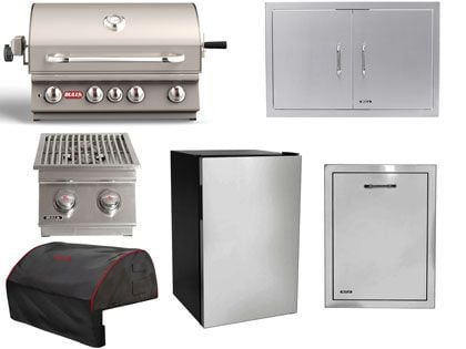 Bull 6-Piece Angus 30-Inch 4-Burner Gas Grill Outdoor Kitchen Package