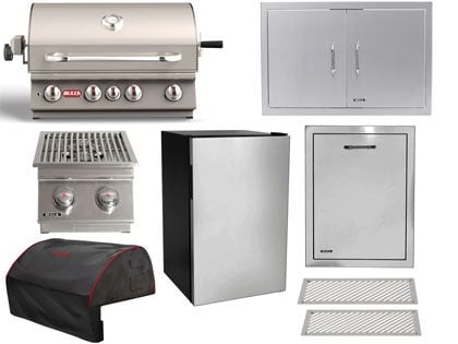 Bull 8-Piece Angus 30-Inch 4-Burner Gas Grill Outdoor Kitchen Package