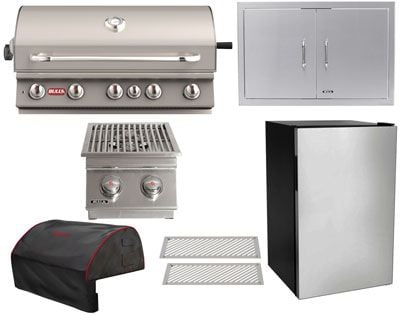 Bull 7-Piece Brahma 38-Inch 5-Burner Gas Grill Outdoor Kitchen Package
