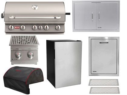 Bull 8-Piece Brahma 38-Inch 5-Burner Gas Grill Outdoor Kitchen Package