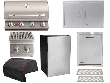 Bull 8-Piece Lonestar Select 30-Inch 4-Burner Gas Grill Outdoor Kitchen Package
