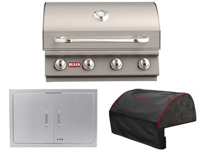 Bull 3-Piece Outlaw 30-Inch 4-Burner Gas Grill Outdoor Kitchen Package