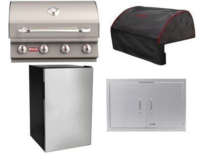Bull 4-Piece Outlaw 30-Inch 4-Burner Gas Grill Outdoor Kitchen Package