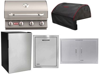 Bull 5-Piece Outlaw 30-Inch 4-Burner Gas Grill Outdoor Kitchen Package