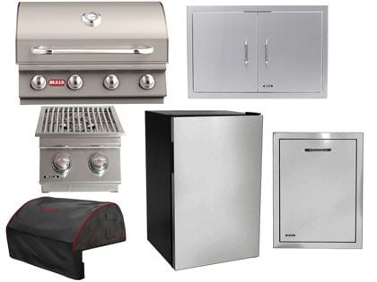 Bull 6-Piece Outlaw 30-Inch 4-Burner Gas Grill Outdoor Kitchen Package