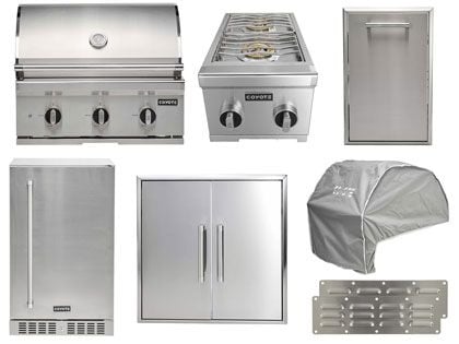 Coyote 8-Piece C-Series 30-Inch 3-Burner Gas Grill Outdoor Kitchen Package