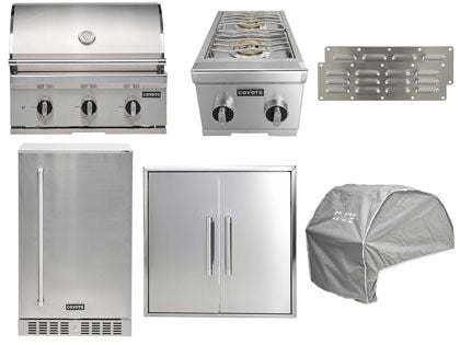 Coyote 7-Piece C-Series 30-Inch 3-Burner Gas Grill Outdoor Kitchen Package