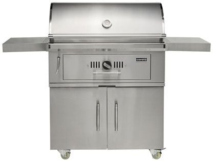 Coyote 36-Inch Stainless Steel Charcoal Grill With Adjustable Charcoal Tray with Cart