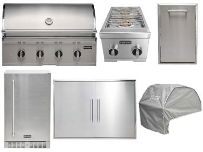 Coyote 6-Piece CL-Series 36-Inch 4-Burner Gas Grill Outdoor Kitchen Package