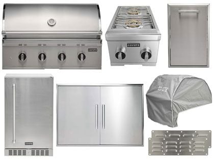 Coyote 8-Piece CL-Series 36-Inch 4-Burner Gas Grill Outdoor Kitchen Package