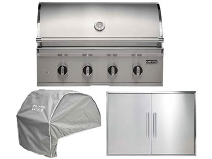 Coyote 3-Piece CL-Series 36-Inch 4-Burner Gas Grill Outdoor Kitchen Package