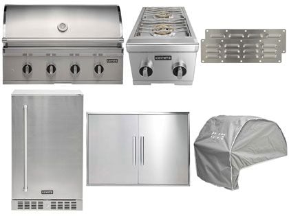 Coyote 7-Piece CL-Series 36-Inch 4-Burner Gas Grill Outdoor Kitchen Package