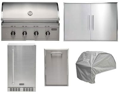 Coyote 5-Piece CL-Series 36-Inch 4-Burner Gas Grill Outdoor Kitchen Package
