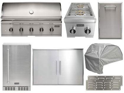 Coyote 8-Piece CL-Series 42-Inch 5-Burner Gas Grill Outdoor Kitchen Package