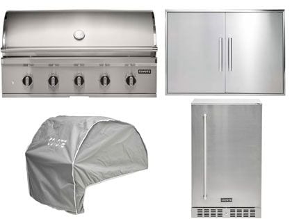Coyote 4-Piece CL-Series 42-Inch 5-Burner Gas Grill Outdoor Kitchen Package