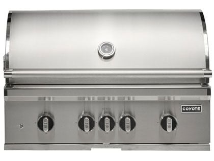 Coyote SL-Series 36-Inch 5-Burner Built-In Gas Grill With Ceramic Briquettes, Sear Burner, Infrared Rear Burner & Rotisserie Kit