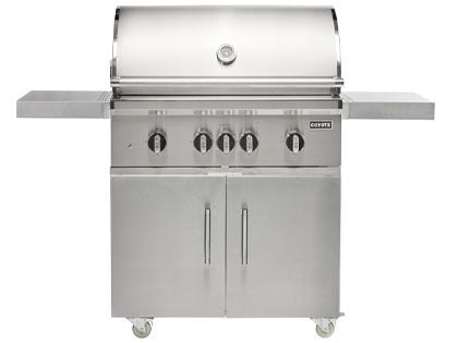 Coyote SL-Series 36-Inch 5-Burner Freestanding Gas Grill on Cart with Ceramic Briquettes, Sear Burner, Infrared Rear Burner & Rotisserie Kit