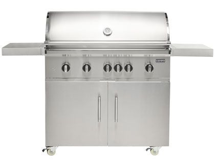 Coyote SL-Series 42-Inch 6-Burner Freestanding Gas Grill on Cart with Ceramic Briquettes, Sear Burner, Infrared Rear Burner & Rotisserie Kit