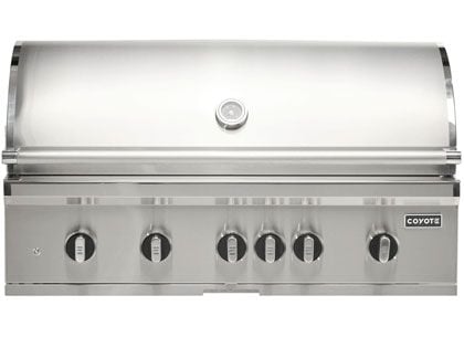 Coyote SL-Series 42-Inch 6-Burner Built-In Gas Grill With Ceramic Briquettes, Sear Burner, Infrared Rear Burner & Rotisserie Kit