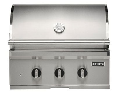 Coyote SL-Series 30-Inch 3-Burner Built-In Gas Grill With Ceramic Briquettes, Sear Burner, Infrared Rear Burner & Rotisserie Kit