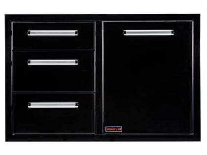 Whistler 33-Inch Black Stainless Steel Triple Drawer and Trash Can/Propane Tank Drawer