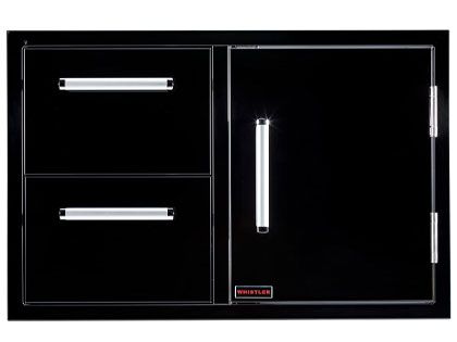 Whistler 33-Inch Black Stainless Steel Double Drawer and Door Combo with Paper Towel Holder