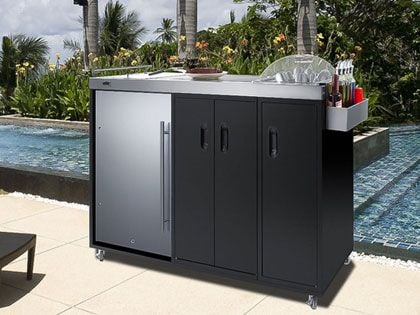Summit Portable Outdoor Stainless Steel Weatherproof Kitchenette Refrigerator