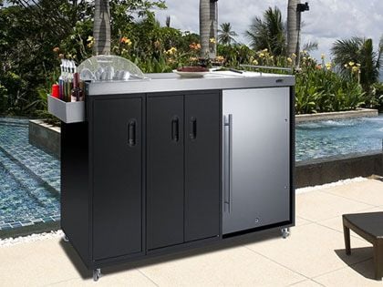 Summit Portable Outdoor Stainless Steel Weatherproof Kitchenette Refrigerator