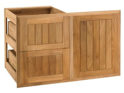 Pacific Teak Millworks 35-Inch Cottage Panel Teak Wood 2 Drawer/Door Combo